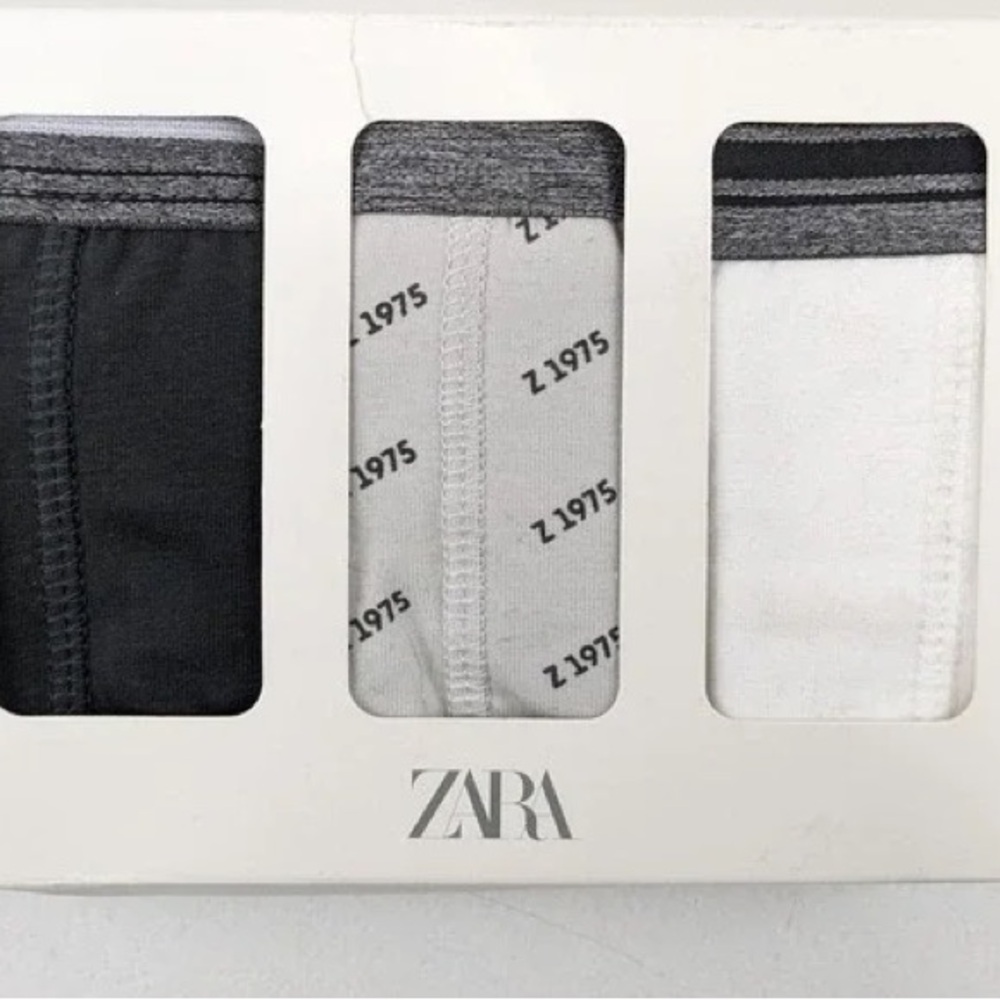 9 pair of Zara Kids Boxer Underwear - Black, Gray, and White Trio